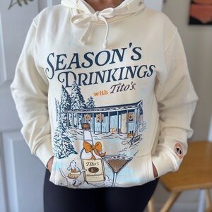 Tito's Season's Drinkings Crewneck Sweater in Cream